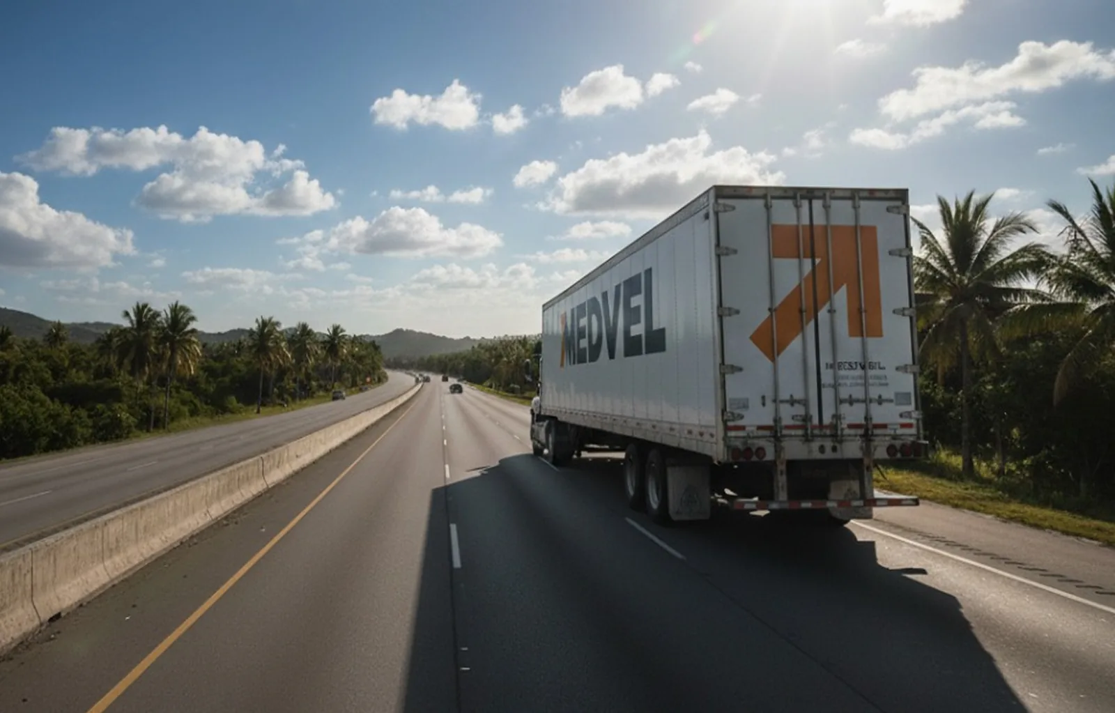 Camión de MEDVEL transportando carga en carretera